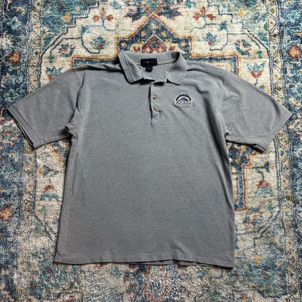 Vintage MLB Colorado Rockies Logo Polo Shirt Size XL